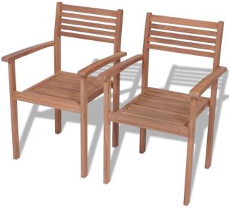 vidaXL Stapelbare Gartenstühle 2 Stk. Massivholz Teak 43036