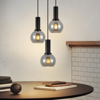 ZMH Deckenleuchte Pendellampe Wohnzimmer Glas Pendelleuchte - 3 flammig Vintage Pendellampe Esszimmer Pendelleuchte E27 Höhenverstellbar Esszimmer Pendelleuchte (Ohne Leuchtmittel)