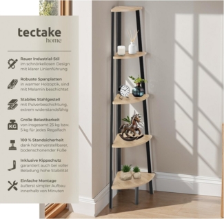 tectake Bücherregal Eckregal, Set 1-tlg, Industrial Style