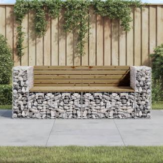 vidaXL Gartenbank aus Gabionen 184x71x65,5 cm Kiefernholz Imprägniert 3196238