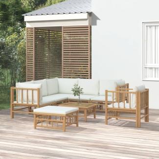 vidaXL 8-tlg. Garten-Lounge-Set mit Cremeweißen Kissen Bambus 3155190