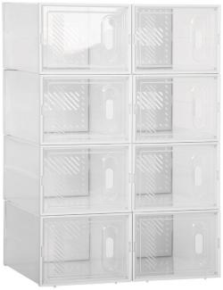 HOMCOM Kommode Aufbewahrungsbox mit 8 Fächern (DIY Schuhbox, 8 St, Schuheschrank), Kunststoff Transparent 25 x 35 x 19 cm