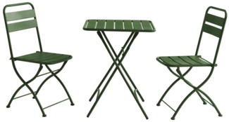 Vente-unique - Garten-Essgruppe klappbar: Tisch L. 60 cm + 2 klappbare Stühle - Metall - Kaki - MIRMANDE von MYLIA