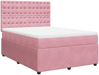 vidaXL Boxspringbett mit Matratze Rosa 140x190 cm Samt 3292351