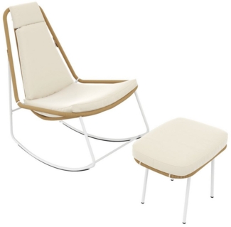 HAUSS SPOLE Schaukelstuhl 2-teiliges Set Balkonmöbel-Set aus verzinktem Stahl, mit Fußstütze (Outdoor-Sofa-Set, Balkonset, 2 St), mit Fußstütze, Tragkraft von 160 kg