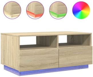 Couchtisch, Sofatisch mit LED-Leuchten Sonoma-Eiche 90 x 49 x 40 cm