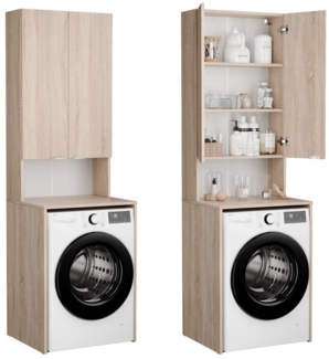 Platan Room Waschmaschinenumbauschrank Badschrank LORA Waschmaschinenschrank Badezimmer Hochschrank 210 x 65 x 50 cm