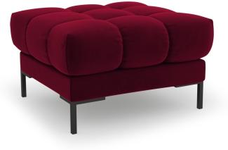 Micadoni Samtstoff Pouf Hocker Mamaia | Bezug Red | Beinfarbe Black Metal