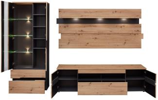 Wohnwand Wohnzimmerschrank MEMPHIS Artisan Eiche Graphit Nachbildung