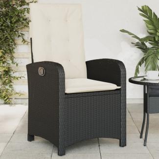 vidaXL Gartensessel Verstellbar mit Kissen Schwarz Poly Rattan 365160