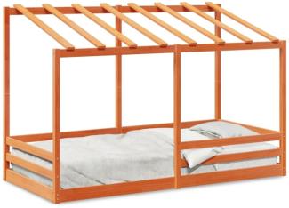 vidaXL Kinderbett mit Dach Wachsbraun 90x200 cm Massivholz Kiefer 847002