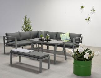 Garden Impressions Dining-Ecklounge "Lakes", inkl. Sitzbank, Tisch und Kissen, arctic grey / reflex black, ohne Sessel,links