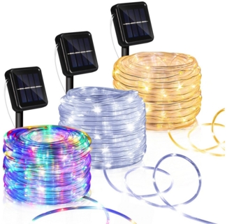 Clanmacy LED-Lichterschlauch LED Solarleuchte 10m LED Solar Lichterkette Solarleuchten,Bunt