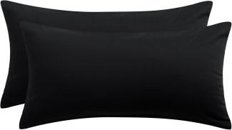 Kissenbezug 40x80 Schwarz Baumwolle 2er Set Reißverschluss Pillow Cover