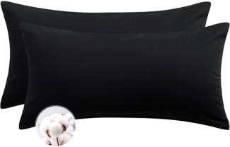 Kissenbezug 40x80 Schwarz Baumwolle 2er Set Reißverschluss Pillow Cover