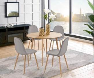 Leonique Essgruppe Eadwine, TOPSELLER! Sitzgruppe Esstisch plus 4 Esszimmerstühle, (Set, 5-tlg, Esstisch plus 4 Esszimmerstühle), Esstisch plus 4 Stühle in verschiedenen Farben