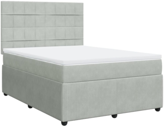 vidaXL Boxspringbett mit Matratze Hellgrau 160x200 cm Samt 3292382