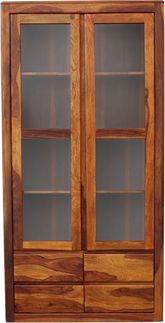 Vitrine Tina 100x200x45 aus indischem Sheesham-Massivholz