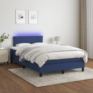 Boxspringbett mit Matratze & LED Stoff Blau 120x200 cm, Härtegrad: H2 [3132987]