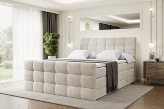 ALTDECOR Boxspringbett BRUGO-Z KING (Multipocket-Matratze H4 und H3 Matratze Bonellfederung Topper Kopfteil)