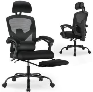 DUMOS Bürostuhl Ergonomisch Hoher Rückenlehne Office Chair, Einer Lendenwirbelstütze, Mit Fußstütz