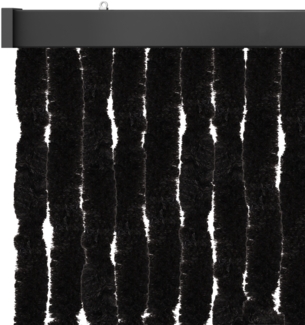 Flauschvorhang 90x200cm, perfekter Insekten- und Sichtschutz für Ihre Balkon- und Terrassentür, viele Farben Unistreifen schwarz