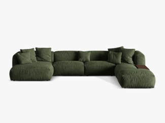 Micadoni Panorama-Ecksofa Martina 5-Sitzer Samt Grün Rechts