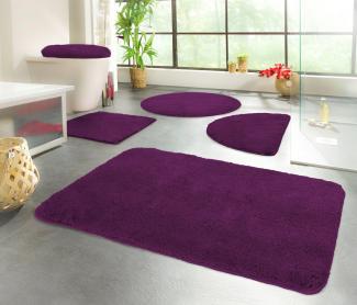 Kinzler J-10001/101 aubergine Badematte, Mikrofaser, 90 cm rund