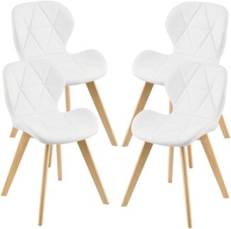 Esszimmerstuhl Älmhult 4-er Set 78x47x52 cm Kunstleder Weiß [en. casa]