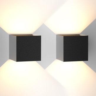 ZMH LED Wandleuchte Innen Wandlampe - 2ER Außenwandleuchten Schwarz Wandbeleuchtung Aussen 5W Aussenlampe Up Down Wandstrahler IP65 Außenbeleuchtung 3000K Warmweiß für Hauswand Treppenhaus Garten