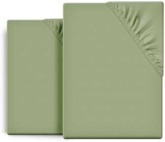 Beautex Spannbettlaken 2er Set Spannbetttuch Bettlaken Premium Baumwolle Jersey 160g/m², Jersey, Gummizug: rundum, (2 Stück)