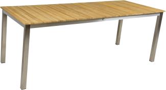 Tisch DALLAS 200cm Edelstahl Teak Gartentisch Esstisch Garten Möbel Outdoor Holz