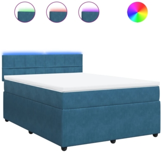 vidaXL Boxspringbett mit Matratze Blau 140x200 cm Samt 3290062
