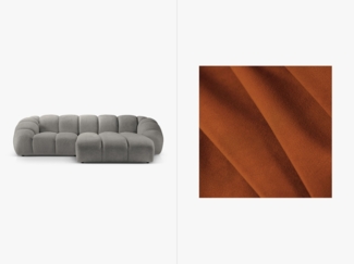 Micadoni Ecksofa Diana 3-Sitzer Rechts Samtstoff Terrakotta
