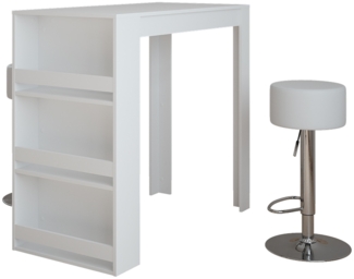 Vicco Bartisch-Set Weiß 57 x 117 cm mit 2 Barhockern, Repose