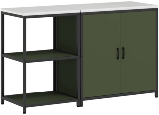 vidaXL Küchenlager-Set mit Regal mit Speicher mit Tür Verstellbar 2 pcs Olive Grün 150 x 50 x 92 cm 3392683