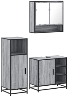 vidaXL 3-tlg. Badmöbel-Set Grau Sonoma Holzwerkstoff 3300998