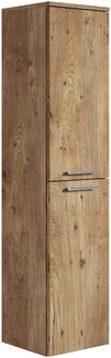 Badezimmerschrank Saturnus 35 x 35 x 130 cm - Eiche Kastanie - hoher Hängeschrank mit 2 Türen
