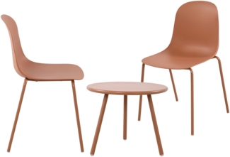 CLP 2er Sitzgruppe Mindin Set 1 Tisch 2 Stapelstühle wetterfest UV-beständig,terracotta