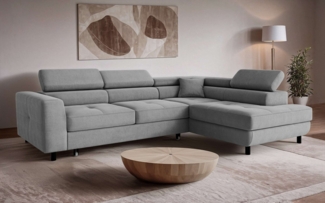 OTTO home Ecksofa AADEN Schlafsofa mit verstellbaren Kopfstützen, B/T/H: 254/199/90 cm, mit Bettfunktion und Bettkasten, Ottomane rechts/links bestellbar