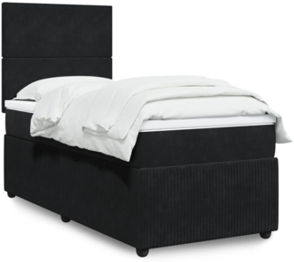 vidaXL Boxspringbett mit Matratze Schwarz 90x190 cm Samt 3292210