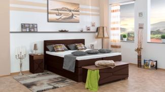 Meisterbetten Boxspringbett Dion 160x200 in VS-Braun, Matratzenbezug Nano, Ergoflex-Topper