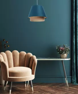 BPS Koncept 0SE0-022 Hängeleuchte SENSEI Satin auf PVC-Kunststoff blau, beige 1xE27 60W H:117cm Ø40cm dimmbar