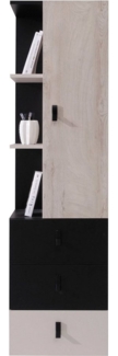 Lomadox Regal PITTSBURGH-133, Regalschrank, schwarz/Eiche/beige