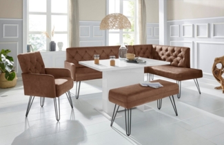 exxpo - sofa fashion Eckbank Doppio, Chesterfield Optik, komfortabel und bequem, hohe Designfüße, Frei im Raum stellbar