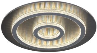 LED Deckenleuchte, anthrazit, Kristalle, dimmbar, Fernbedienung, D 45 cm