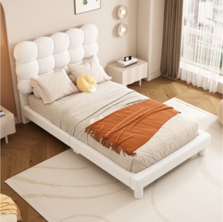 XDeer Bett Flachbett, gepolstertes Bett, komfortable Kopfteilpolsterung, dreifach verstellbares Kopfteil,90*200cm
