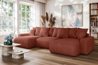 Home affaire Wohnlandschaft LAKESIDE mit Bettfunktion und Bettkasten, Maße B/T/H: 332,5/142/84 cm, U‑Form mit vielen Kissen und Wellenunterfederung