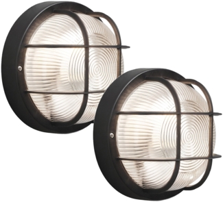 2er-Set Kellerleuchten MANTOVA schwarz Schutzgitter Wand-/Deckenmontage