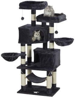 MSMASK Kratzbaum Katzenbaum Kletterbaum mit groß Höhle,Sisal-Stämme, Natur Sisal Katzenkratzbaum,mehrstöckig für große Katzen